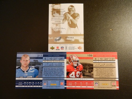(3) TODAS DIFERENTES *AUTÓGRAFO DE NOVATO* TARJETAS DE LA NFL - K. KOLB; J. LOCKER & B. MILLER - Imagen 2 de 2