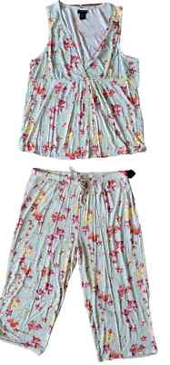Tahari Womens Pajama Set, Tank and Capri Set, S, M, L, XL Spring Garden  Green