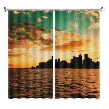 Beautiful golden clouds in the sky Printing 3D Blockout Curtains Fabric Window