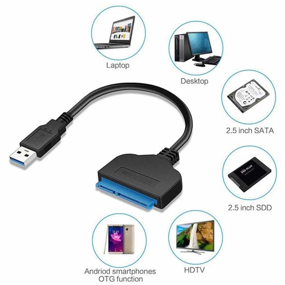 H09 USB 3.0 To SATA Cable USB SATA 7+15 Pin Converter For 2.5 Inch Hard Drive - Image 4 of 4