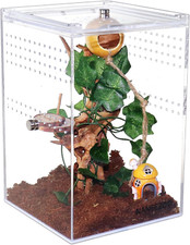 Magnetic Acrylic Reptile Cage, 6"X6"X9" Tall Enclosure Transparent Reptile Breed
