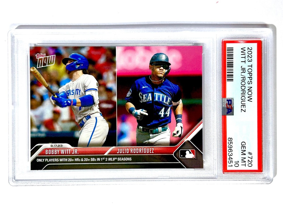 Bobby Witt Jr. Julio Rodriguez 2022 Topps now On-Card Auto PSA9 