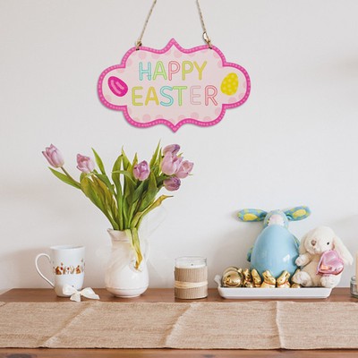 Easter Plaque Sign Cartoon Design Create Atmosphere Rabbit Entrance Easter