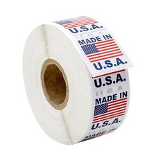 MADE IN USA Flag Pre-Printed Labels / Stickers  1" x 1"  100 Rolls of 1000