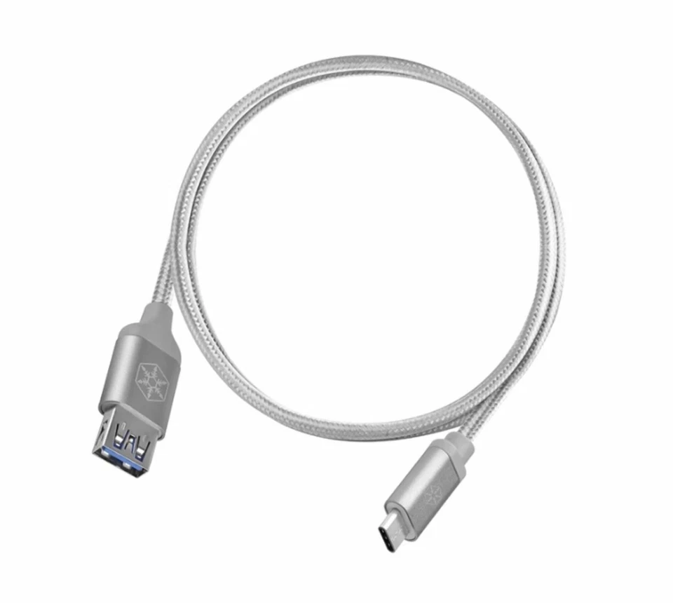Silverstone CPU05S-500 Silver USB Cable 3.1 Type-C male to USB Type-A female - Image 2 of 2