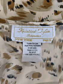 Vintage Robe Leopard Print Satin Kristine Tyler Animal Short Sexy Lingerie Vtg