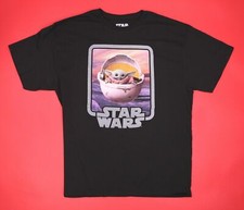 Baby Yoda Star Wars the Mandalorian Black Men's T-Shirt Size: XL