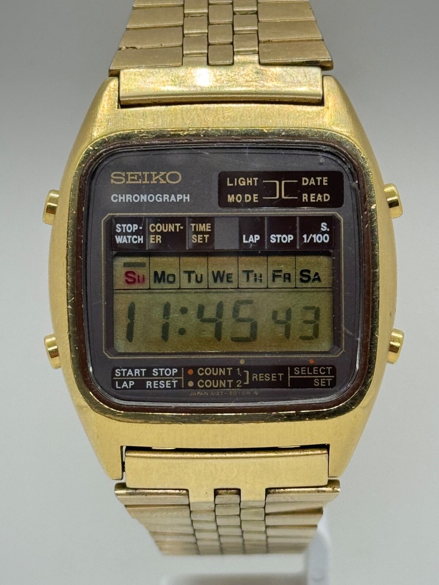 Seiko A127-5019 Vintage Digital Quartz Chronograph Wrist Watch