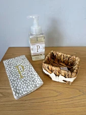 Mud Pie Home Initial Scented Hand Soap & Towel Basket Set - Choose Letter