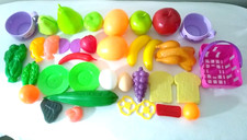 Food Kitchen Pretend Play Lot Of 36 Grocery Fruit Veggies Bread Meat Plastic Toy