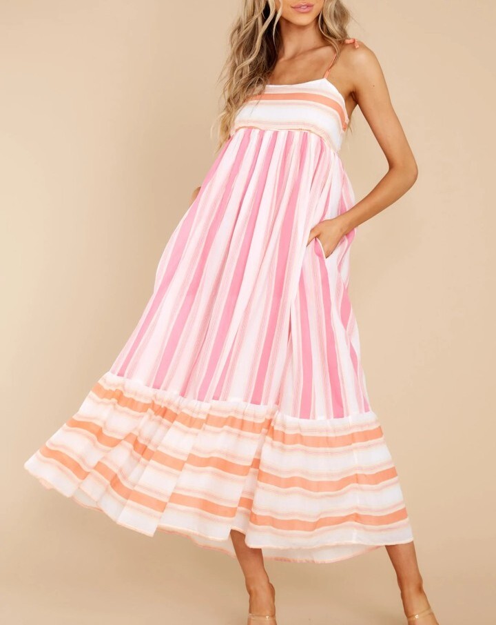 pink and orange striped maxi dress Orange and Pink Stripe Maxi Dress Purple Door Boutique