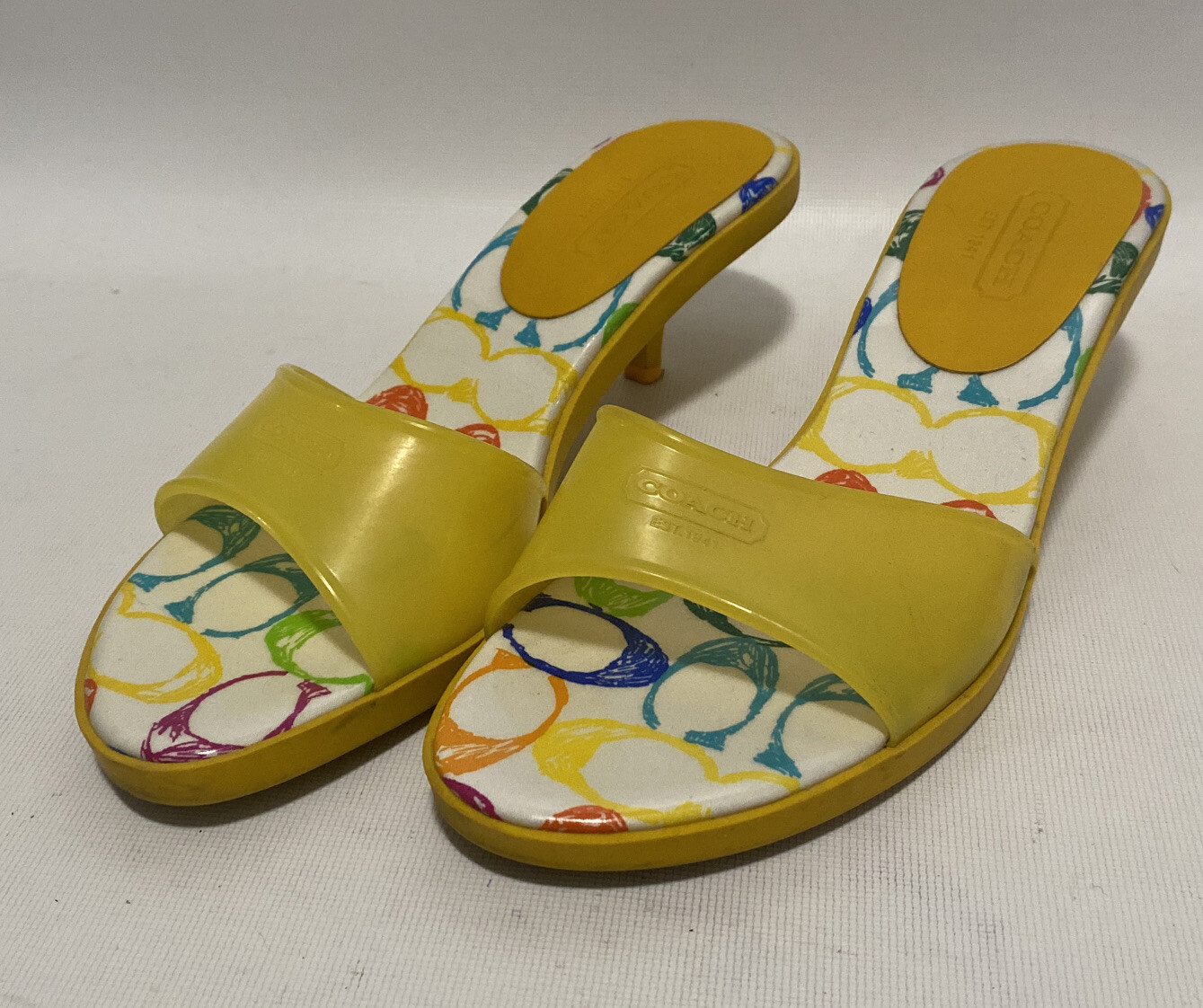 Coach Nichelle Slip On Kitten Heel Jelly Sandal Yello… Gem