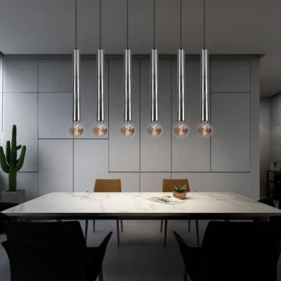 Pendelleuchte Hängeleuchte Esszimmerlampe 6-Flammig nickel-matt Höhenverstellbar - Bild 1 von 4