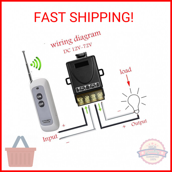 Wireless Remote Switch,with 984FT Long Range,DC12V/24V/48V/72V RF ...