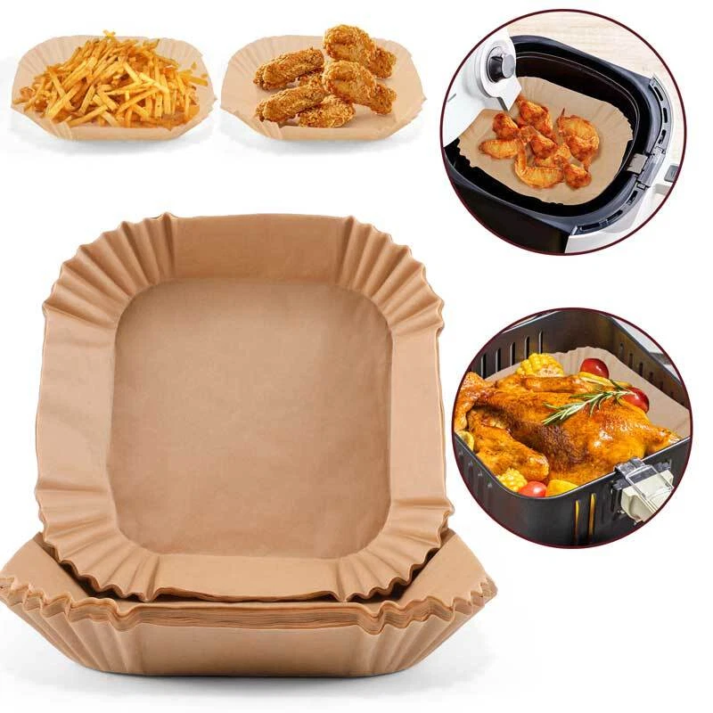 Air Fryer Liners 100/200pcs Disposable Parchment Paper Liner Non Stick Food US Air Fryer Liners 100/200pcs Disposable Parchment Paper Liner Non Stick Food US