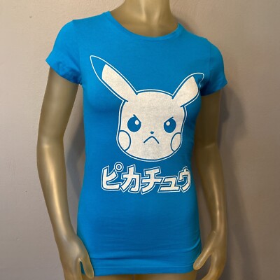 Pokémon 2016 Mad Pikachu Angry Face Pokemon Go  Blue Juniors Small Tee Shirt