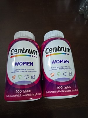2 NEW Centrum Women Multivitamin Multimineral Supplement 200 Tablets (BN21)