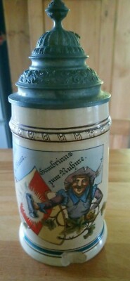 Beer Mug J. Reinemann Munich with Tin Lid 
