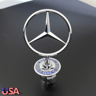 Front Hood Ornament Mounted Star Badge Emblem Fit For Mercedes-Benz C E S Class