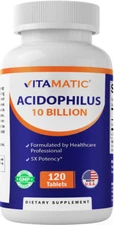 Vitamatic Acidophilus Probiotic - 10 Billion CFU - 5X Potency - 120 Tablets