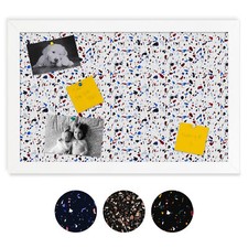 ArtToFrames Custom Cork Bulletin Board Venetian Tile Framed in Satin White Frame
