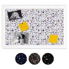 ArtToFrames Custom Cork Bulletin Board Venetian Tile Framed in Satin White Frame