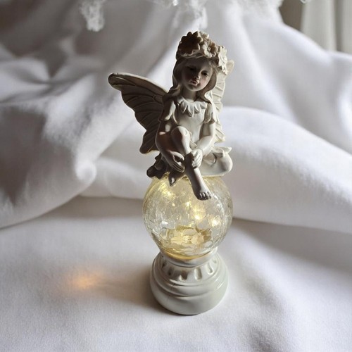 Fairy Ornament Crackle Glass Ball Light | 35cm Outdoor Garden Decor Figurine - Picture 5 of 15