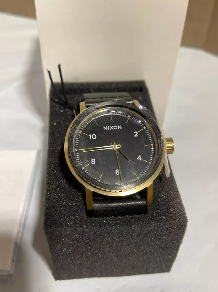 NIXON Stark Leather A1194 Men s Watch 42mm. Black Gold eBay