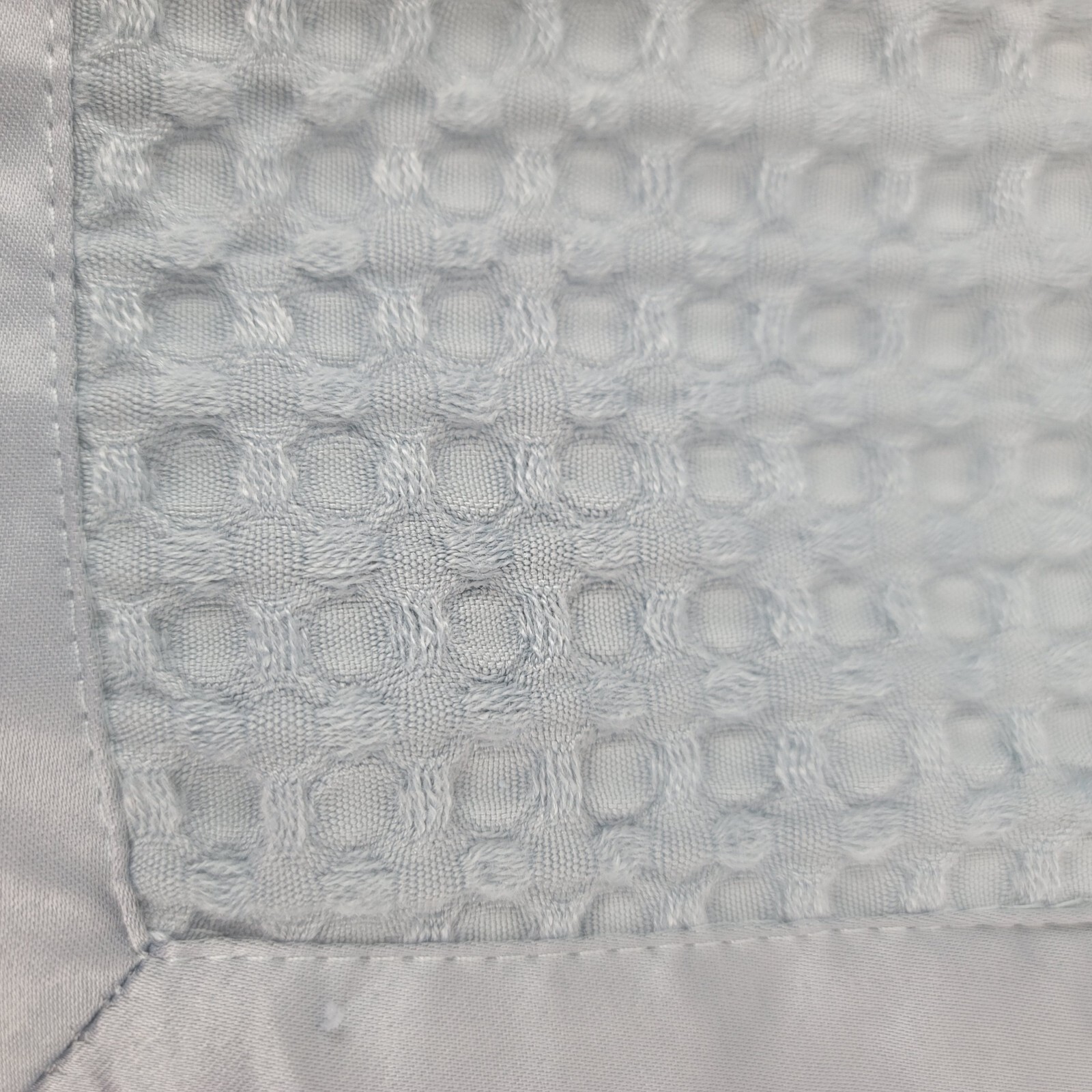 Carters Blue Thermal Waffle Weave Woven Baby Blanket Satin Trim 30x40