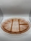 Pink Cherry Blossom Oval 13" Grill Platter - Jeannette Depression Glass