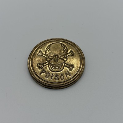 Vintage Pogs Metal Slammer 1990s - POISON SKULL CROSSBONES  - MEGA METAL 1.3 Oz