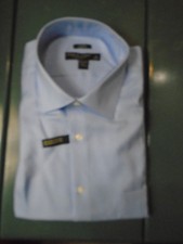 PRONTO UOMO NON-IRON BLUE BUTTON DOWN DRESS SHIRT MENS 18 32/33