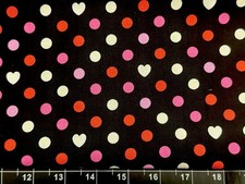 Tina SCRAP 9"x21" Circles Polka dots Small Black White Heart Pink Cotton Fabric