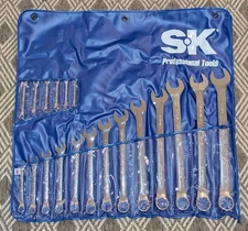 SK Professional Tools 19-Piece SAE 12-Point Combination Wrench Set Made In USA