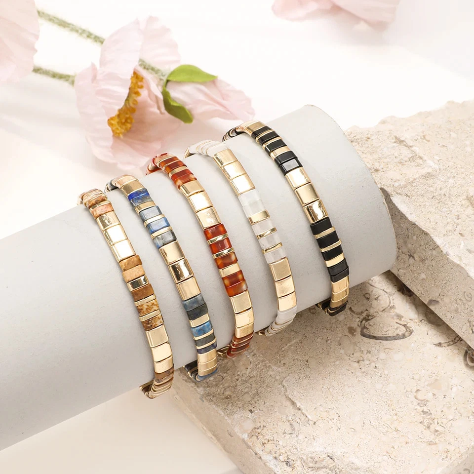 Pulsera Tila Semilla Cuentas Mujer Boho Hecha a Mano En Capas Redonda Clásica Joyería Ancha Foto 4 de 4