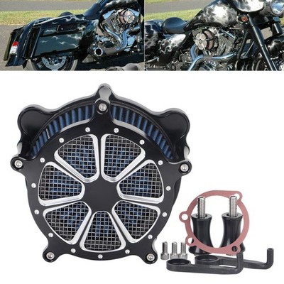 CNC Air Cleaner Blue Intake Filter Set For Harley Softail Custom FXSTC Slim FLS