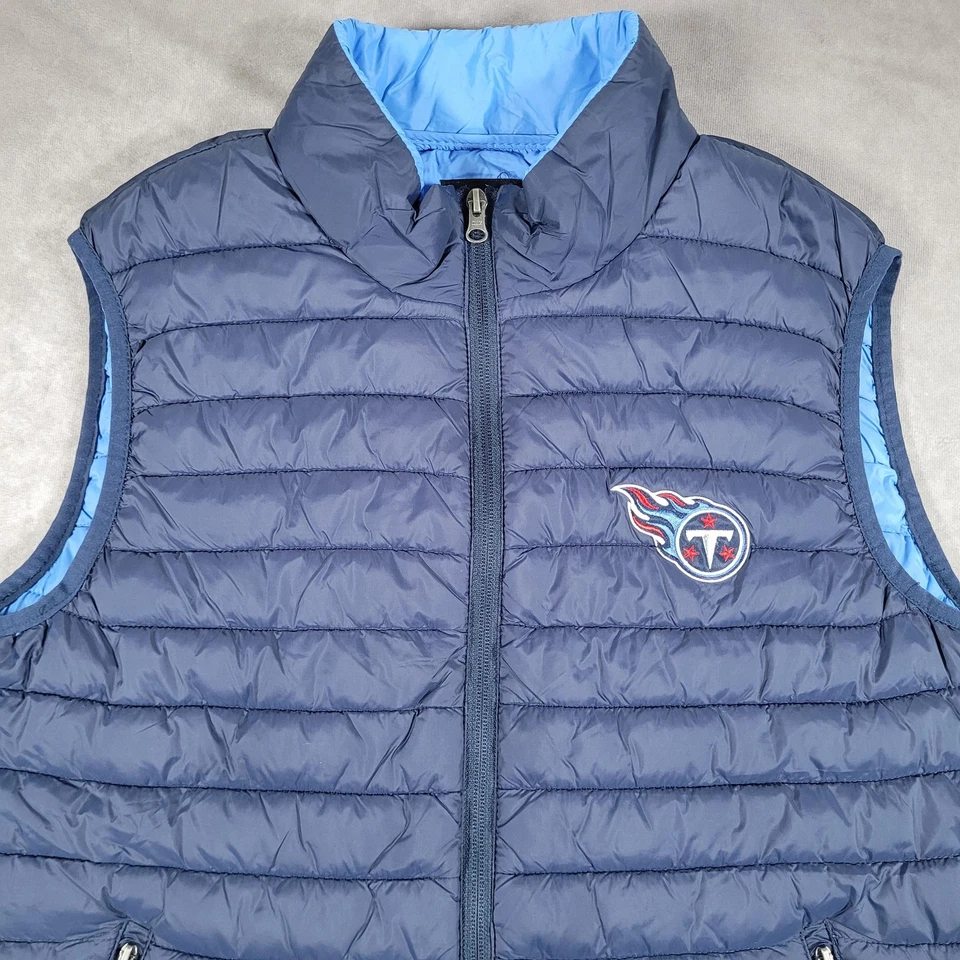 Tennessee Titans Vest Mens Medium Navy Blue NFL Football Puffer Quilted Zip - Image 2 of 4