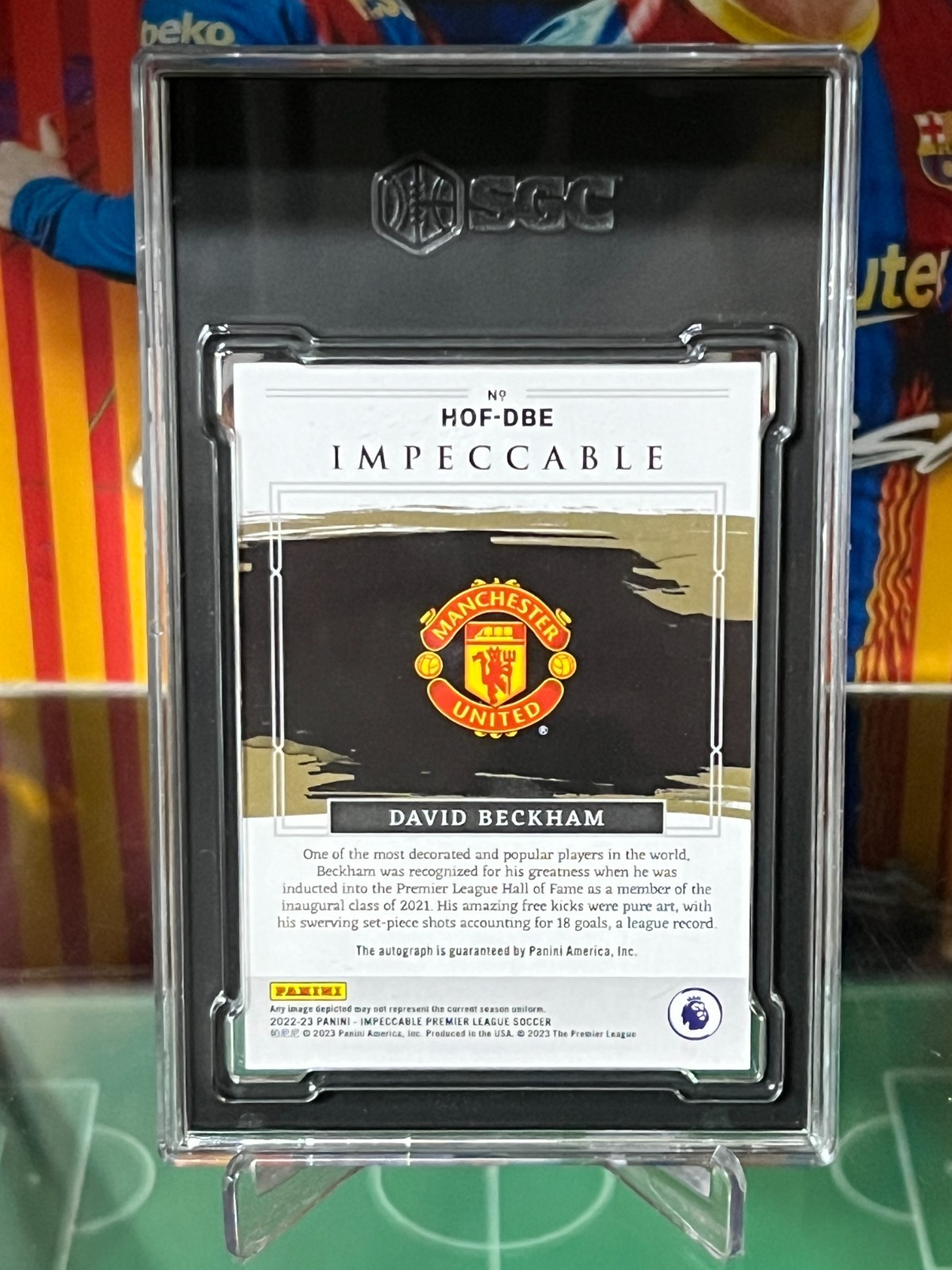 2022-23 Panini Impeccable EPL Hall of Fame David Beckham /75 SGC Auto 10 view 7