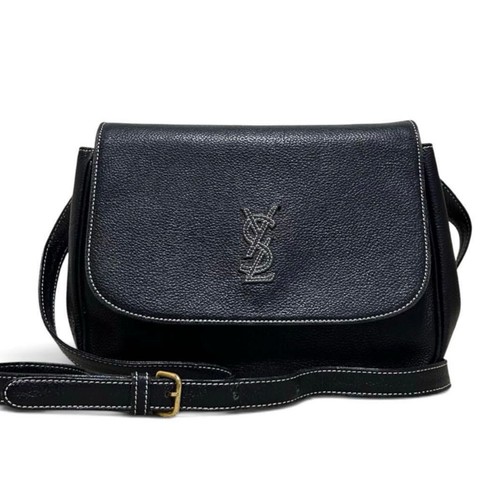 90s vintage old Yves Saint Laurent YSL stitched logo shoulder bag handbag