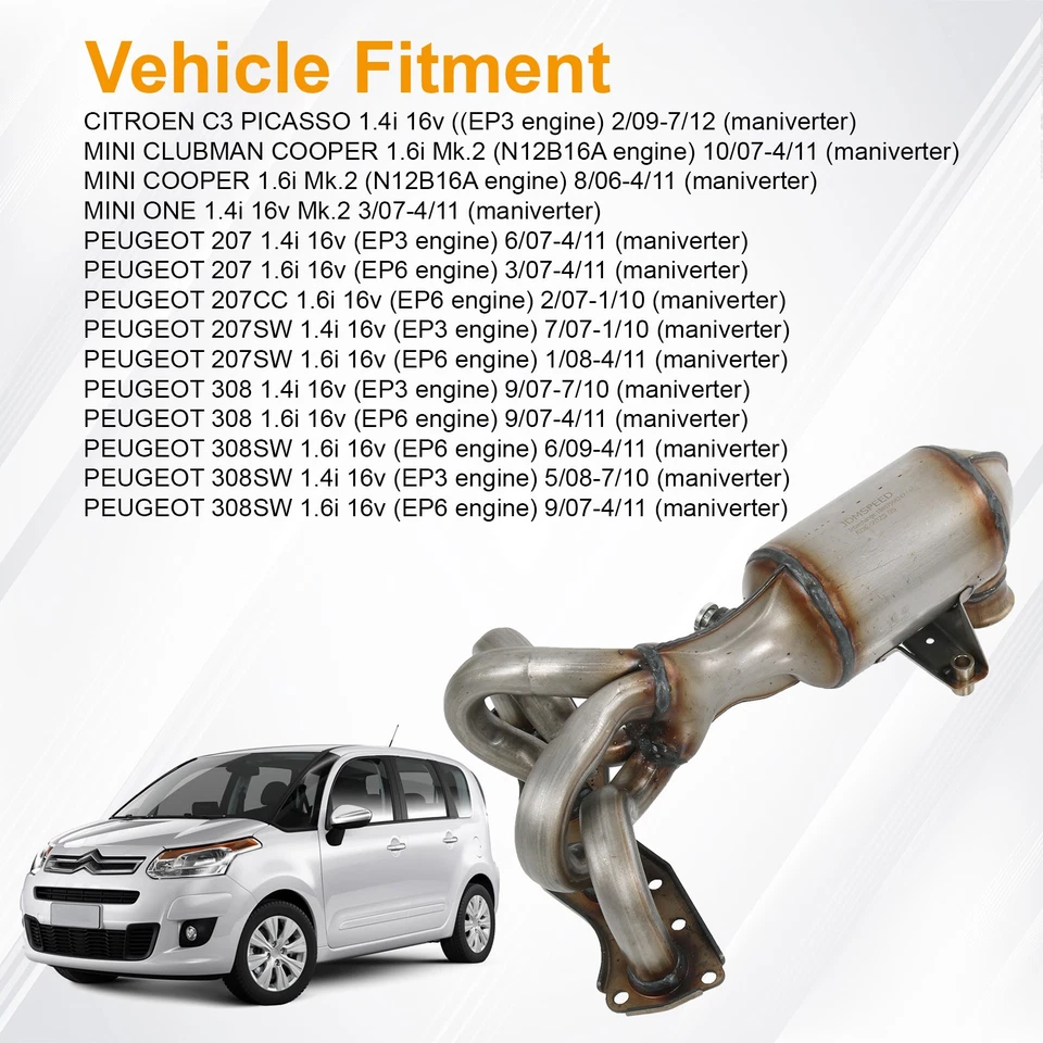 For Peugeot 207/207CC/308/308SW 1.4i 1.6i 07-10 Catalytic Converter 18407563247  - Image 2 of 4