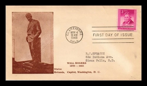DR JIM STAMPS US COVER WILL ROGERS FDC SCOTT 975 STATUE CAPITOL ROTUNDA