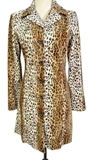 VTG Y2K A Byer Women Leopard Print Coat Jacket Dress Mob Wife Indie Glam Edgy S