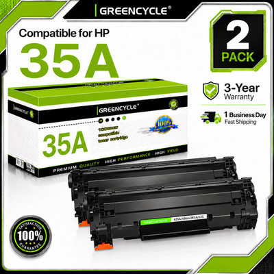 2PK Greencycle CB435A 35A Toner Cartridge Compatible for HP LaserJet P1002 P1009
