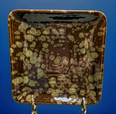 Crystalline Glaze MCM Large Dish, 9in  Coffee Table Dish or Sushi Dish 