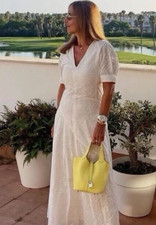 ZARA WOMEN EMBROIDERED EYELET DRESS ZW COLLECTION WHITE Size XS Ref 2922/274