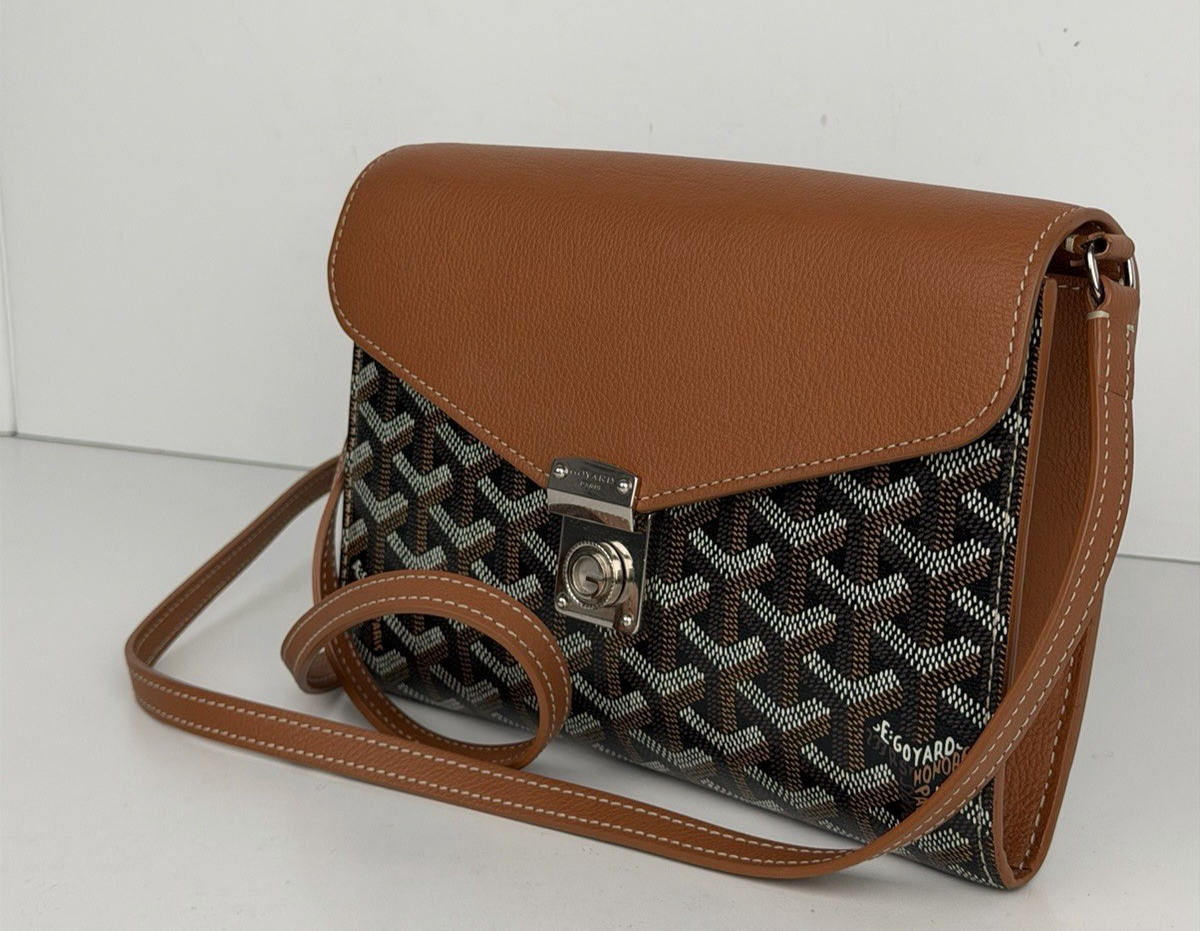 Goyard Goyardine Calfskin Chypre Wallet Pouch in Black and Gold