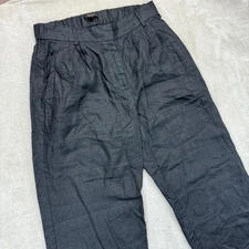 Quince Pants Women's 6 100% European Linen Pleated Trousers Black High Waisted