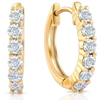 F/VS 0,75 cttw Lab Grown Diamond Creolen 10K Gelbgold 1/2'' Tall