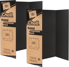 36" X 48" Large Trifold Poster Board, 2 Pack, Black Corrugated Project Boards fo