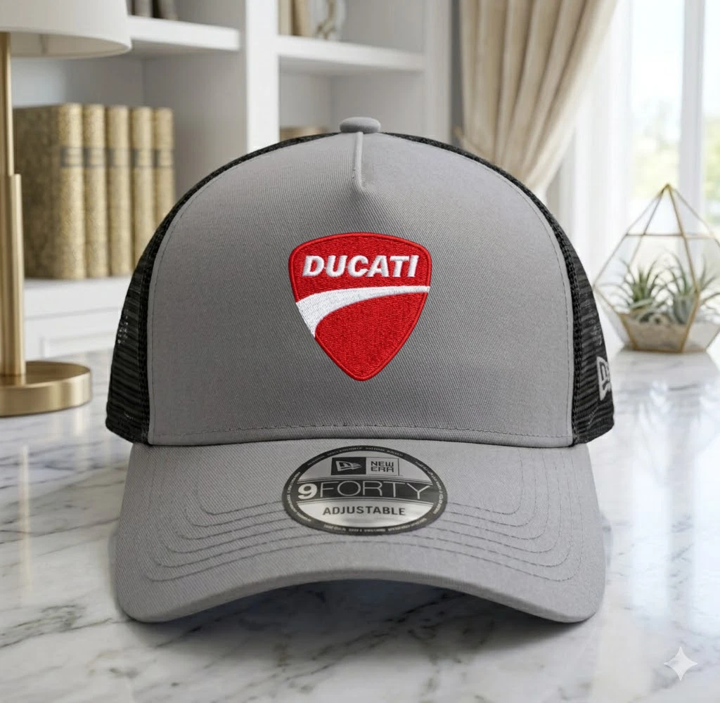 Ducati Logo Embroidered Trucker Hat Snapback Adjustable Baseball Cap Mesh
